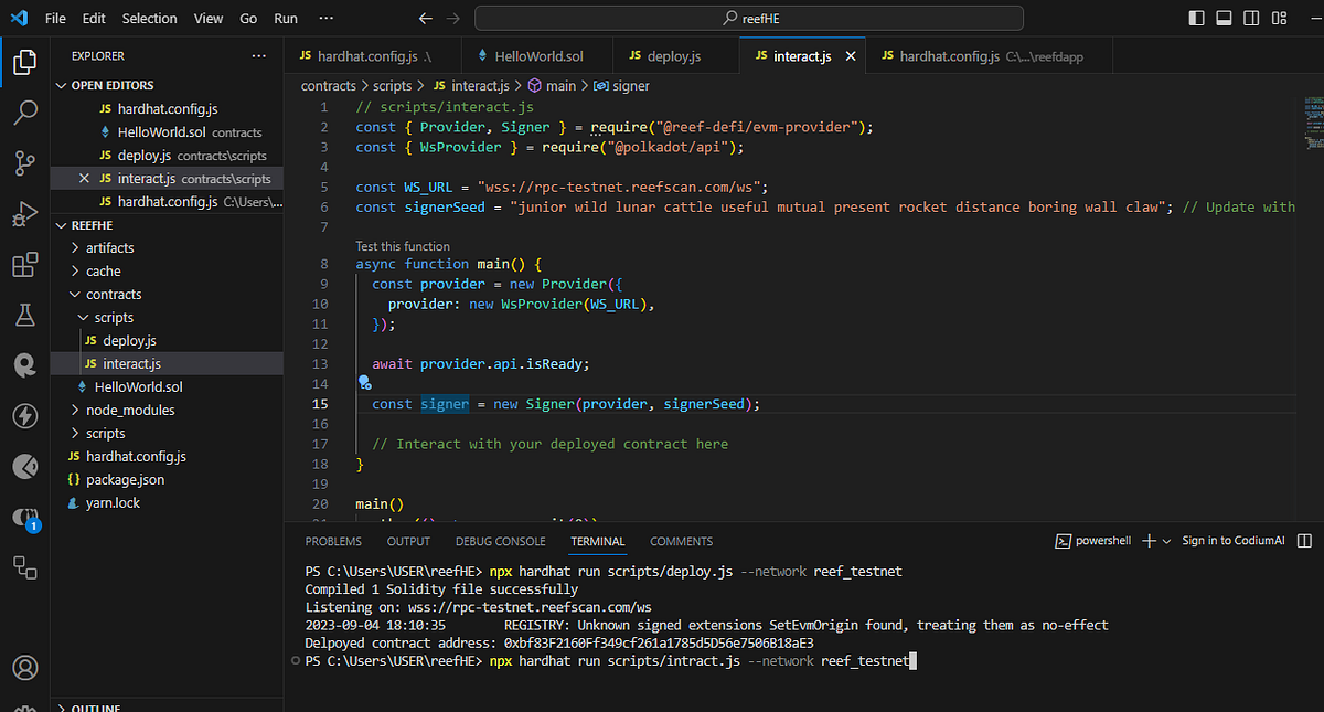 How To Utilize Reef Hardhat & EVMProvider in a Project. by Jai
