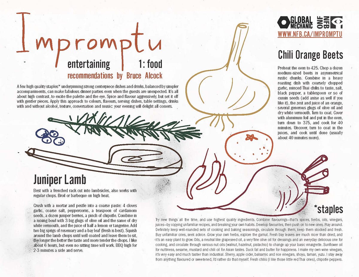 Impromptu. Entertaining 1Food by Bruce Alcock Medium