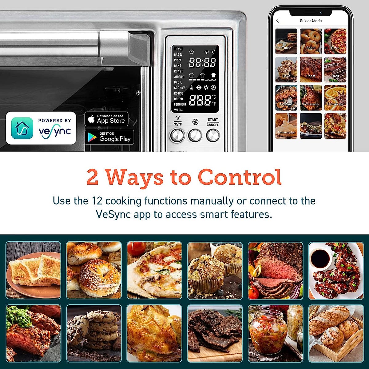 COSORI Smart 12in1 Air Fryer Toaster Oven Combo Convection Rotisserie