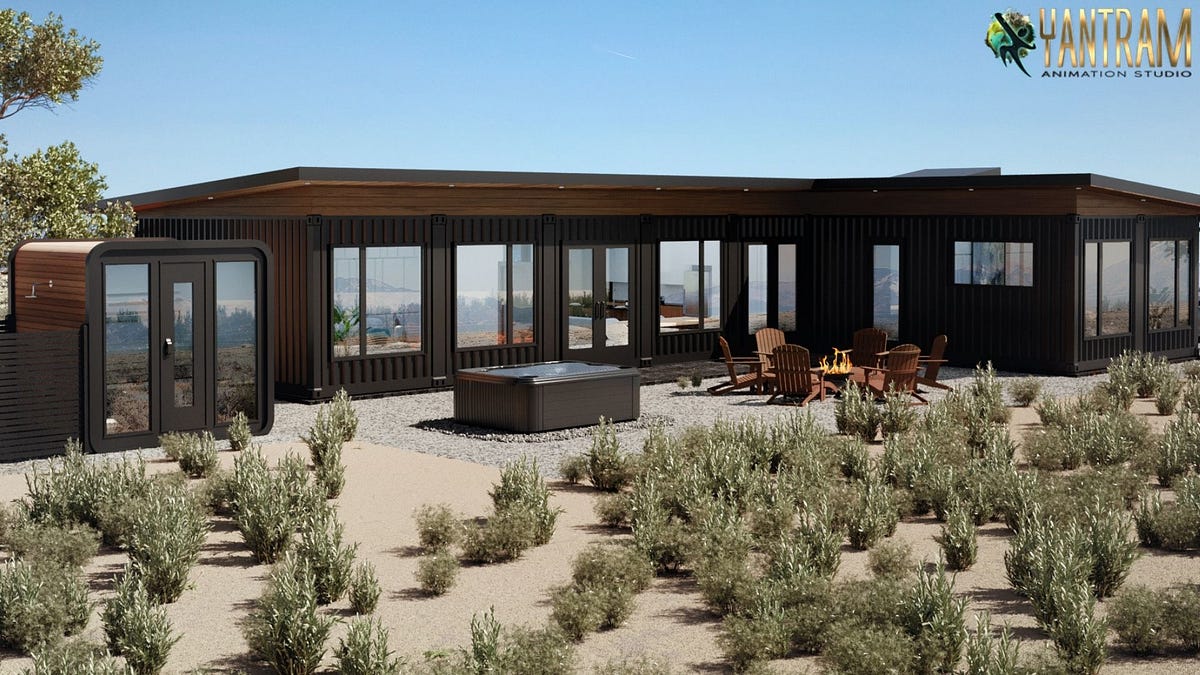 Unique concept of Container house 3d exterior visualization by ...