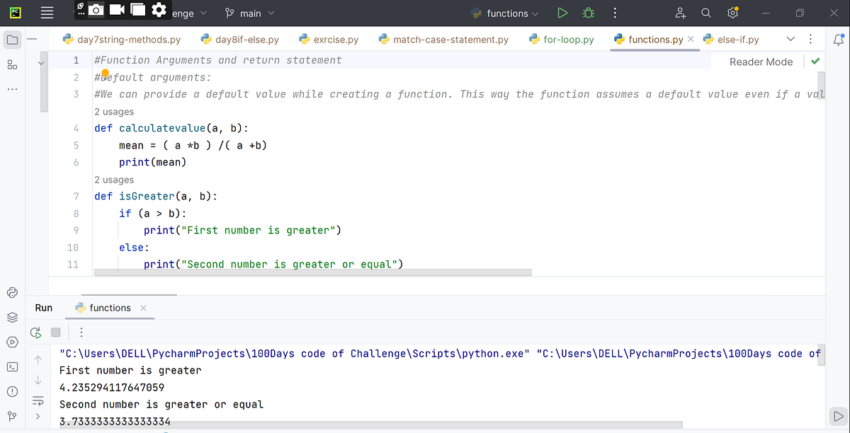 Day09 Function Arguments and return statement | by Aartisingh | Apr ...