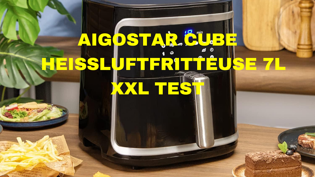Aigostar Cube - Heißluftfritteuse 7L XXL, Airfryer 1900W, 7 Prograen