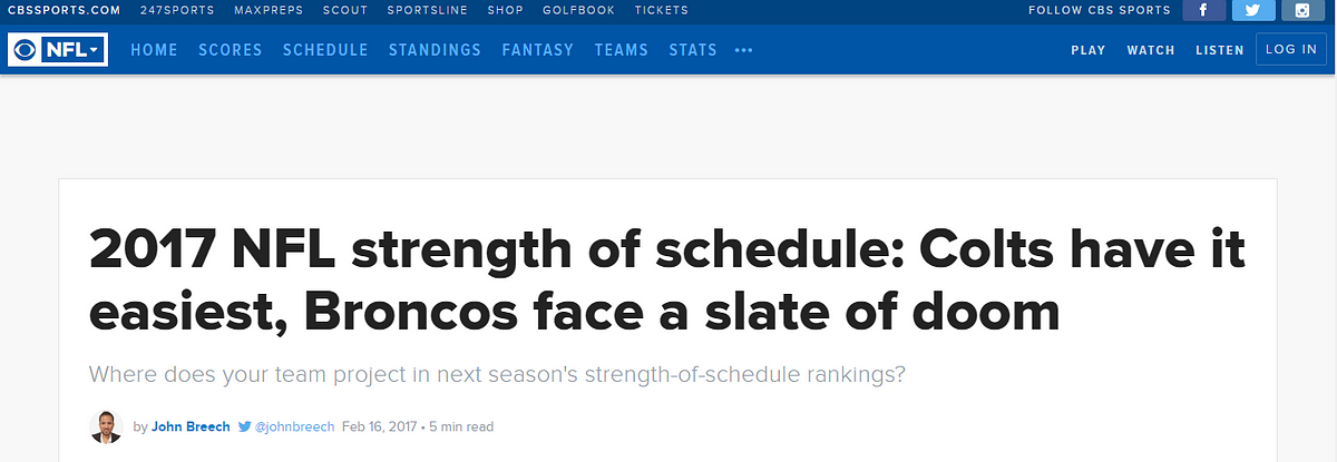 Reinventing the NFL's 'Strength of Schedule' Metric