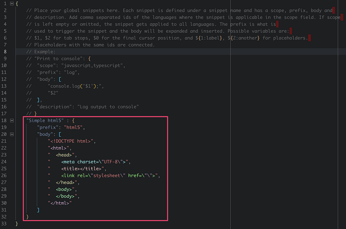 Create your own snippets in VSCode | by Shan Dou | Medium