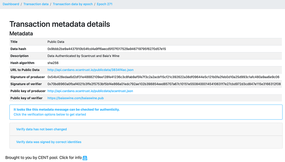 Product traceability and transparency on the Cardano Blockchain | by CENT  Stakepool Central | Medium