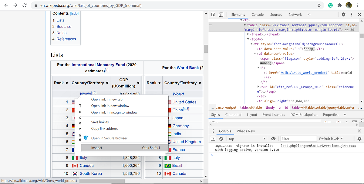 Scrape data from Wikipedia using Python BeautifulSoup and Pandas ...