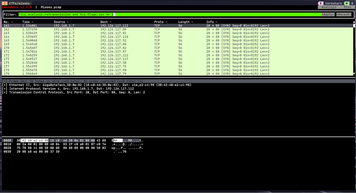 CTF Write-Up: Uncovering Hidden Data Through SYN Brute-Force Packets ...