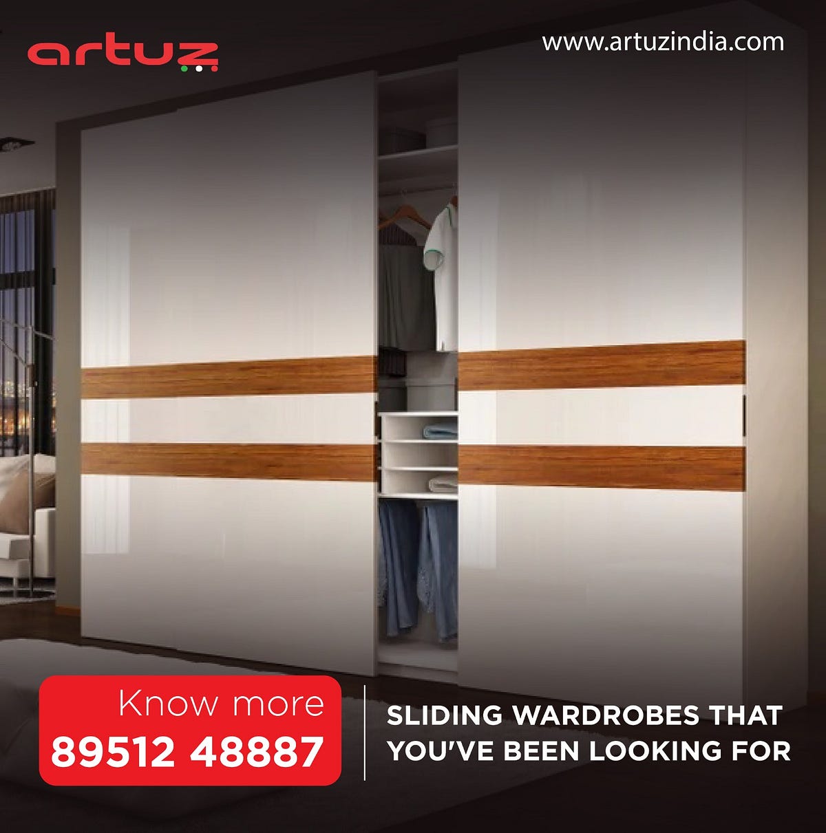 Sliding Modern Custom Sliding Wardrobe Door by Artuz Bangalore Artuza