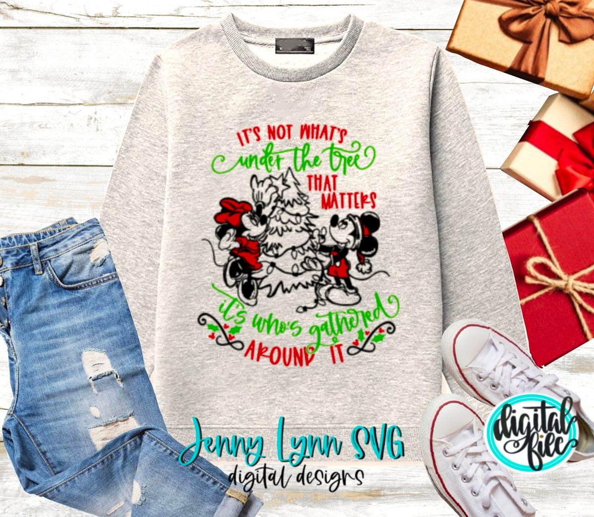Mickey Mouse Minnie Mouse Christmas SVG Around Tree Christmas Mickey ...