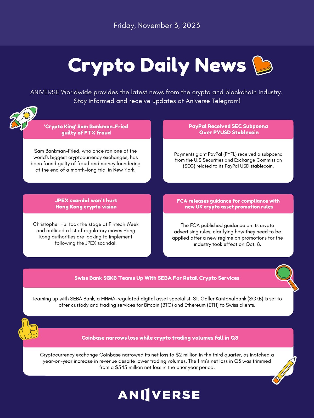 ANIVERSE Crypto Daily News_November 3, 2023 | by ANIVERSE | ANIVERSE |  Medium