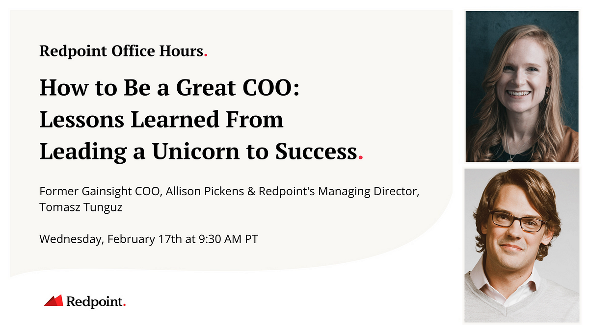 Redpoint Office Hours with Allison Pickens and Tomasz Tunguz