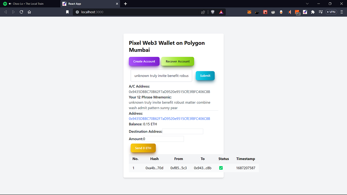 How to create a Web3 Wallet Like MetaMask? Web3 and Blockchain Project. |  by Sourin | Medium