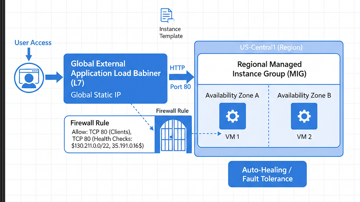 Cloud-Native Reliability 101: Building an Auto-Healing Web App on GCP with MIGs and a Global Load Balancer. | by Amina lawal | Google Cloud – Community | Nov, 2025