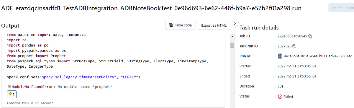 0 I am trying to execute the notebook via azure datafactory to Azure ...