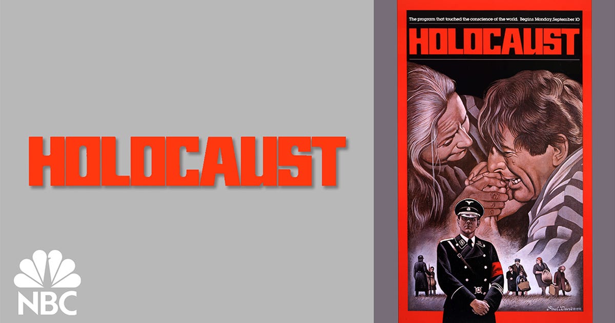 Holocaust: NBC’s broadcast of Holocaust demonstrated that moral authority can become brand equity. Trust deepens when a network risks discomfort in the service of truth. Design, Art Direction, Creative Directions: Vazken Kalayjian. Executive Leadership: Mike Mohamad, Charles Blake, Elaine Zeitsoff. Department: NBC Network Advertising, On-Air Promotion and Marketing. Illustration: Paul Davis.