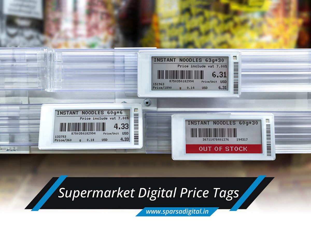 Supermarket Digital Price Tags And Electronic Shelf Labels Enhance