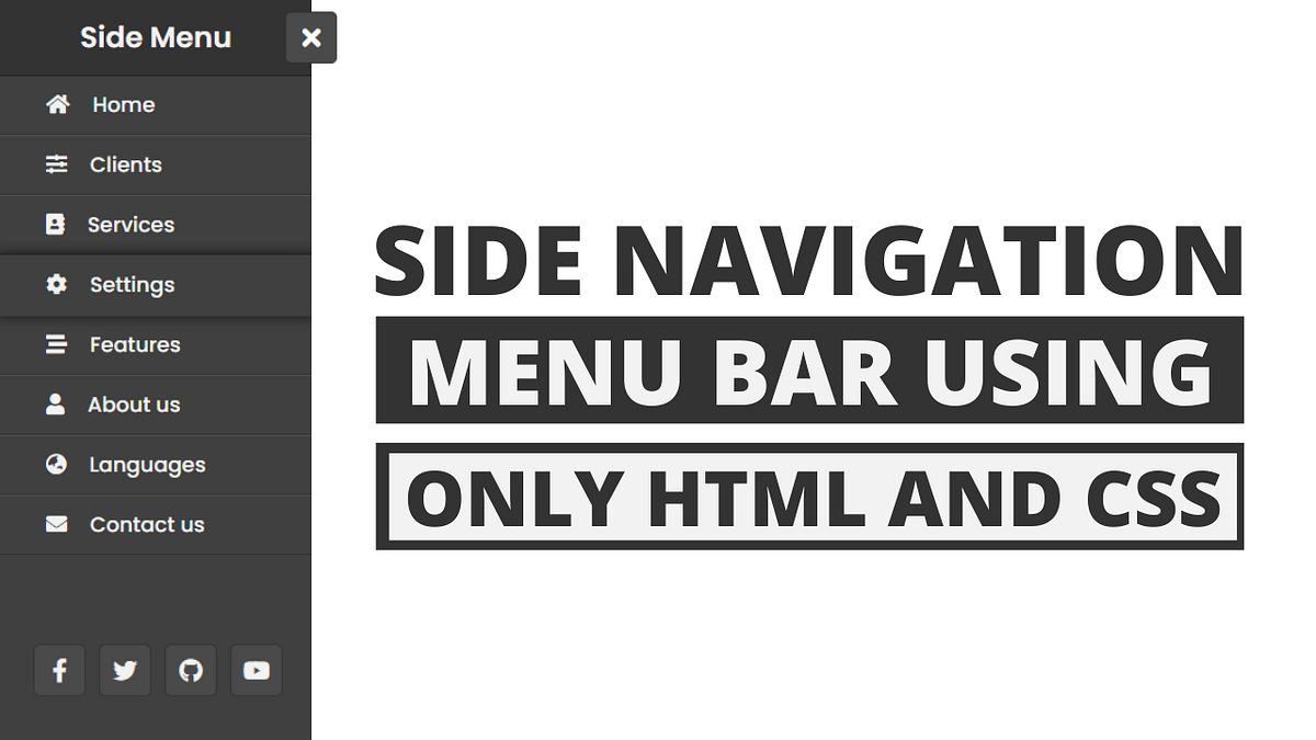 Animated Sidebar Menu using only HTML & CSS Side Navigation Menu by