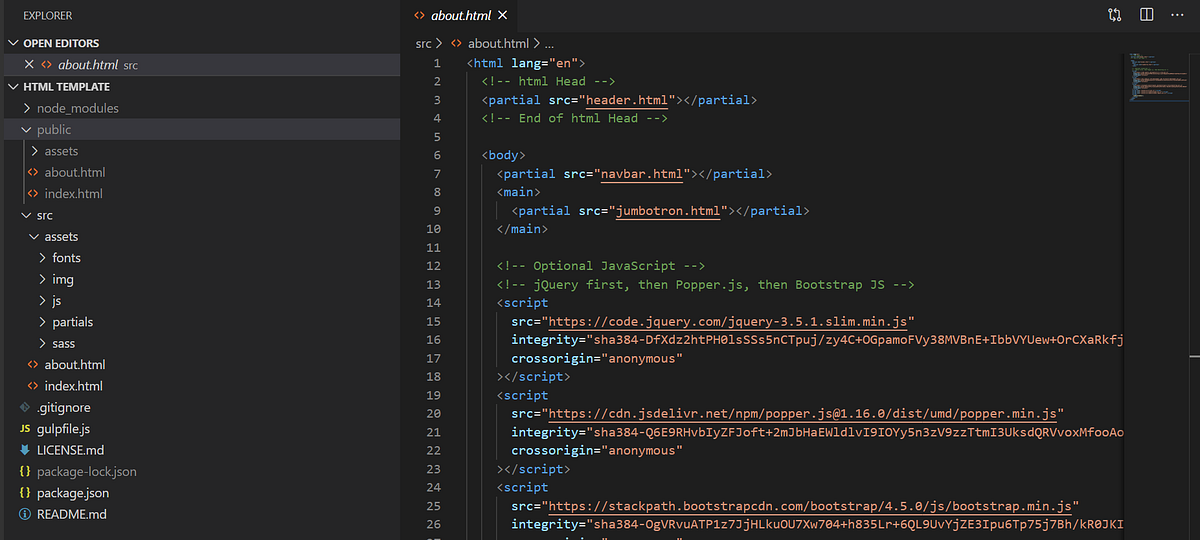 The best Boilerplate for multipage html development with Bootstrap 4
