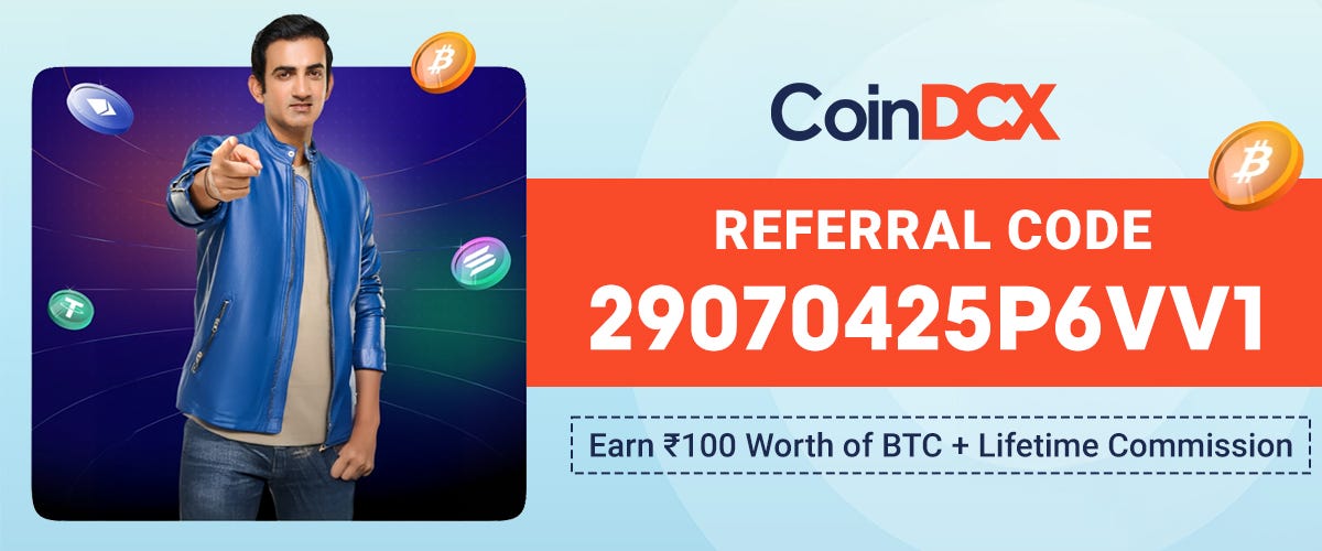How to Earn Free Bitcoins with CoinDCX Referral Code — 29070425P6Vv1