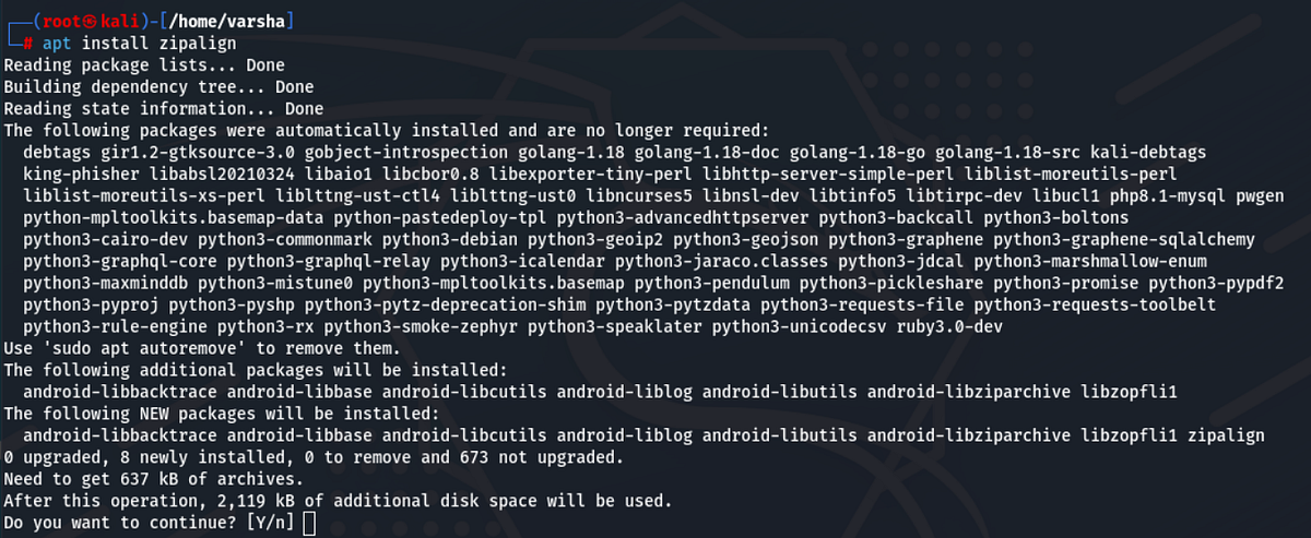 [Fixed] Zipalign symbol lookup error in Kali Linux | by Varsha Anand ...