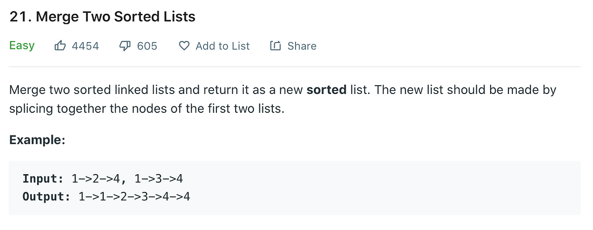LeetCode Problems#21. Merge Two Sorted Lists | by Evan Hung | Medium