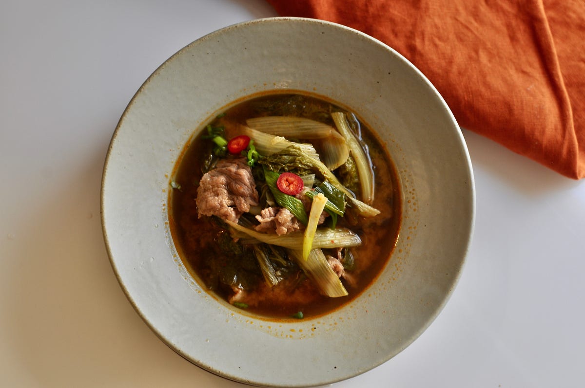 Soybean Paste Soup with Baby Napa Cabbage(Eolgari Doenjangguk) by