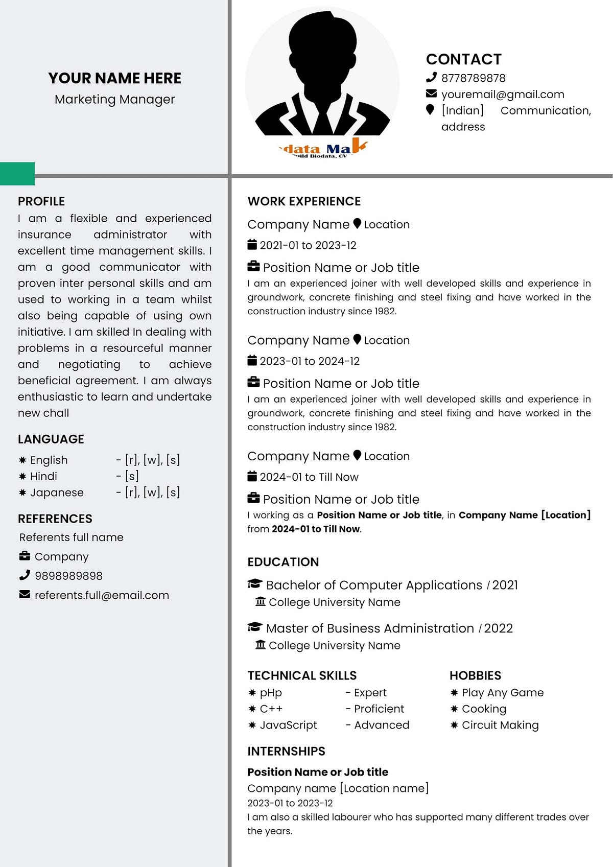 Resume Templates Format For Freshers - 1*zYmHFggd ENDSeKD0twucQ