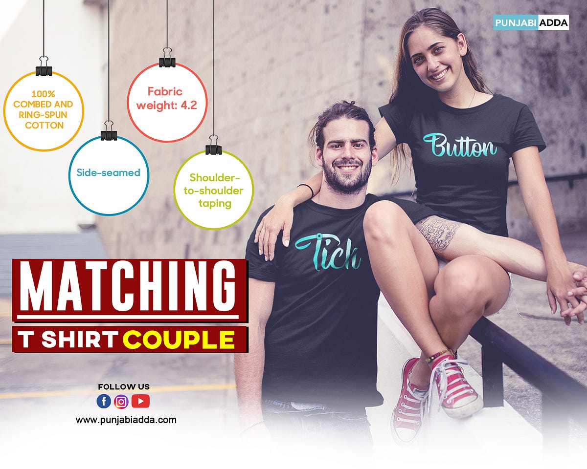 Printed T Shirts for Couple Tich Button — Punjabi Adda Punjabi Adda