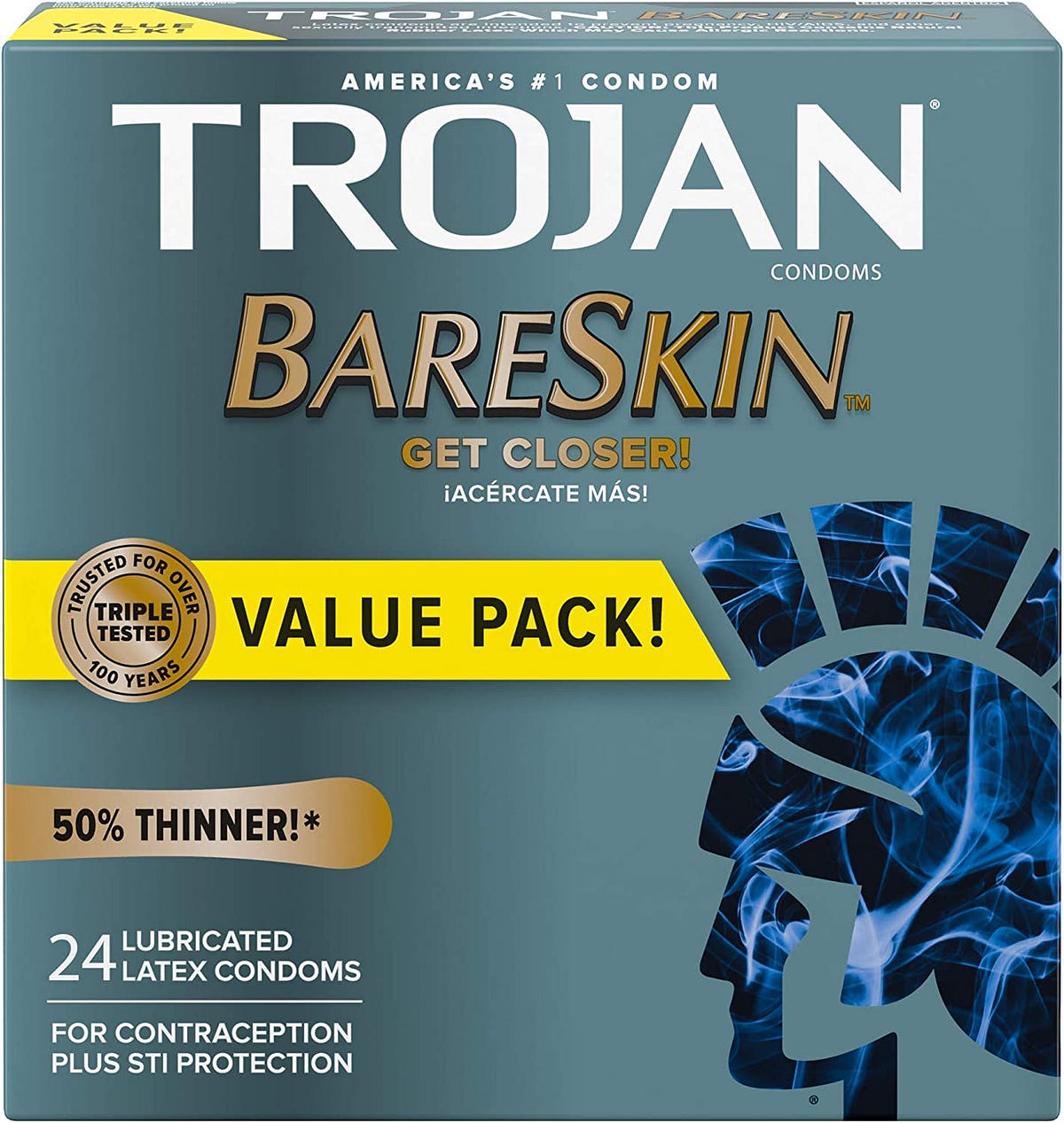 Trojan Bareskin Thin Premium Lubricated Condoms — 24 Count - Achima ...