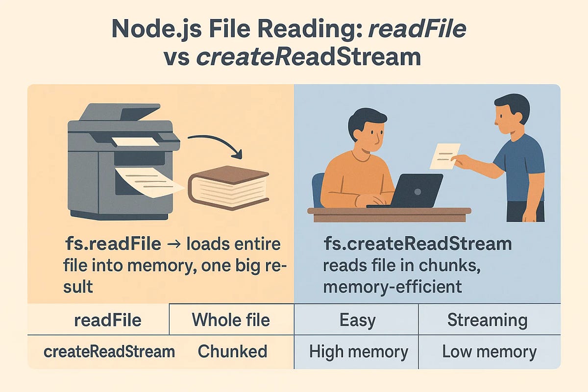 📂 Node.js fs.readFile vs fs.createReadStream : Understanding the ...