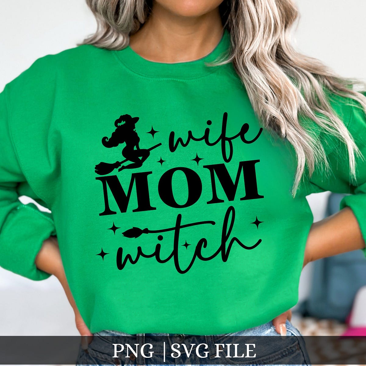 Mom Wife Witch Svg Png, Spooky Mama Svg, Cute Mom Halloween Svg, Basic ...