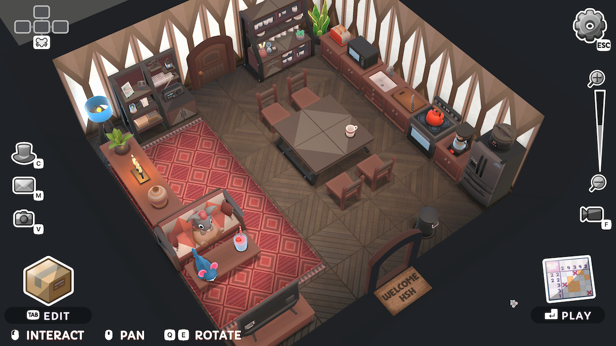 The first room unlocked, which I eventually made into a complete living room/dining room/kitchen.