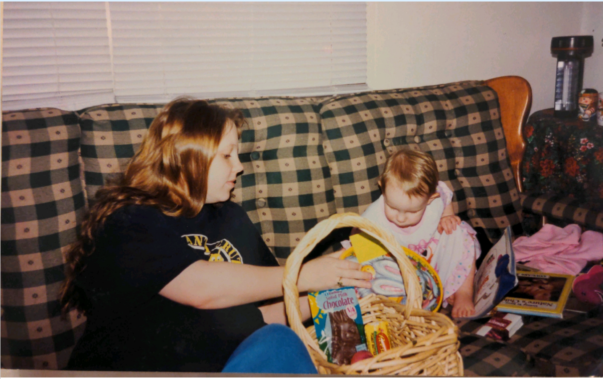 Easter 1999. This is the couch the abuser threw at the author mentioned in this story. Author provided photo.