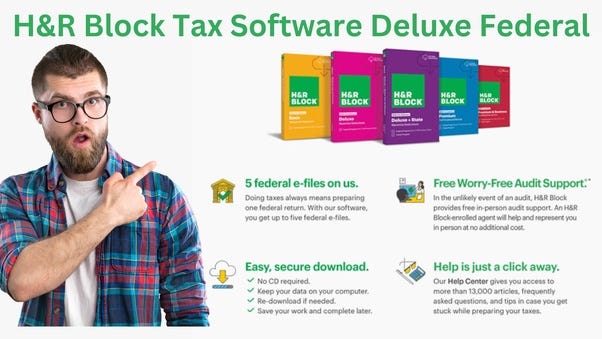 H&R Block Tax Software Deluxe Federal + State 2023 (PC/Mac Download) $29 |  by All Lifetime Deals | Medium