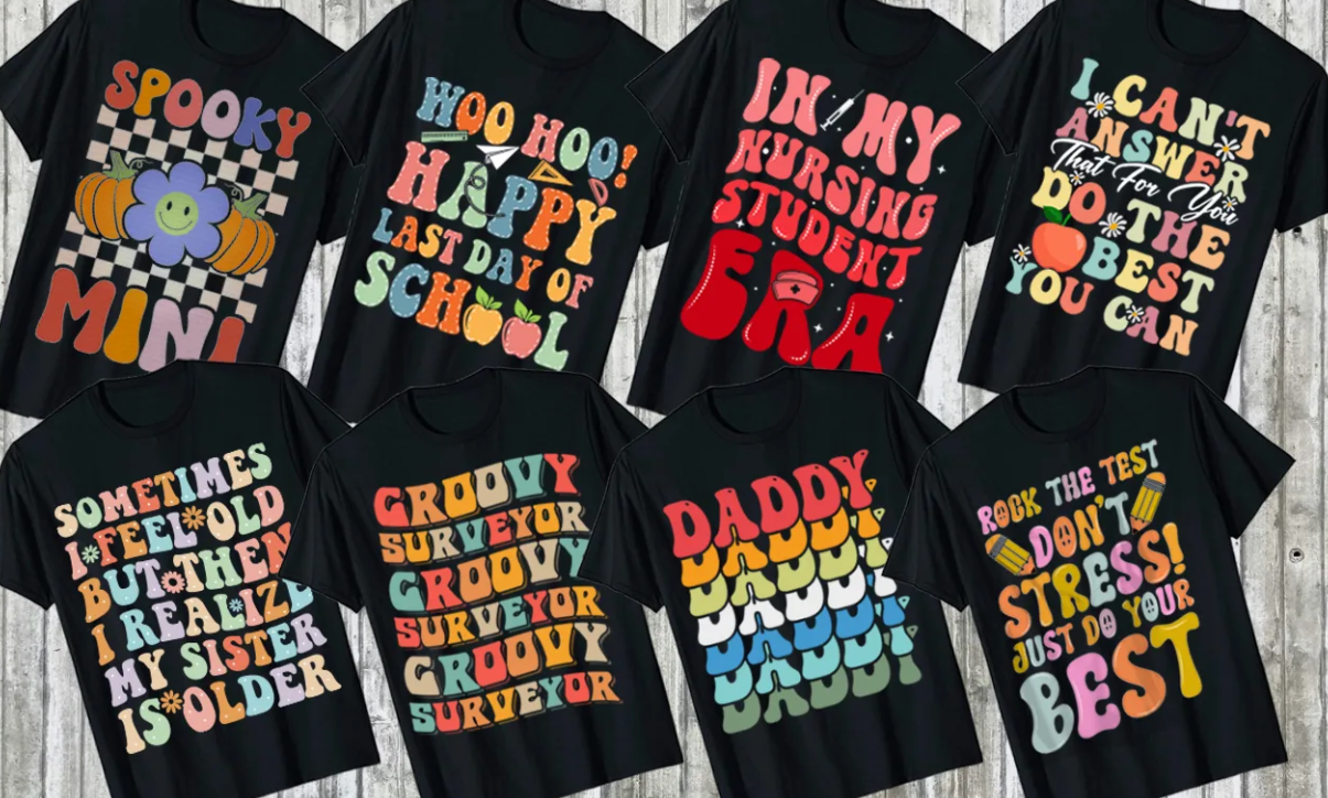 I will create retro vintage groovy hippie 70s designs for t shirts