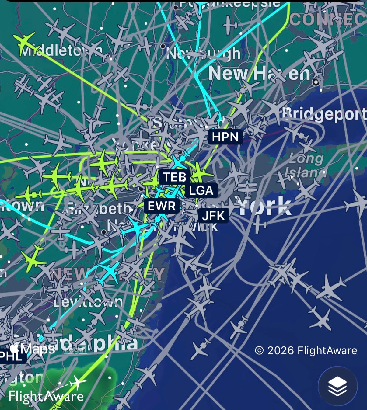 LaGuardia airspace at 1920, March 27th. Screenshot by Author
