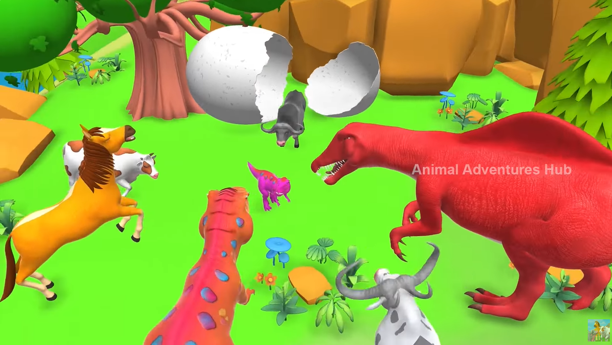 Giant T-Rex Egg Hatches in a Cart! Epic Rescue & Egg Transport by Farm Animals and Dinosaurs!