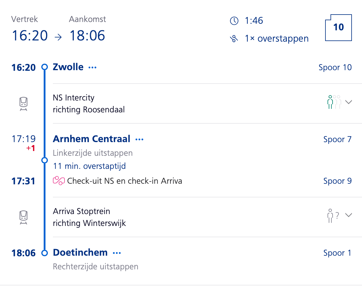 Treinreis met meerdere vervoerders
