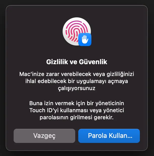 Touch ID doğrulama