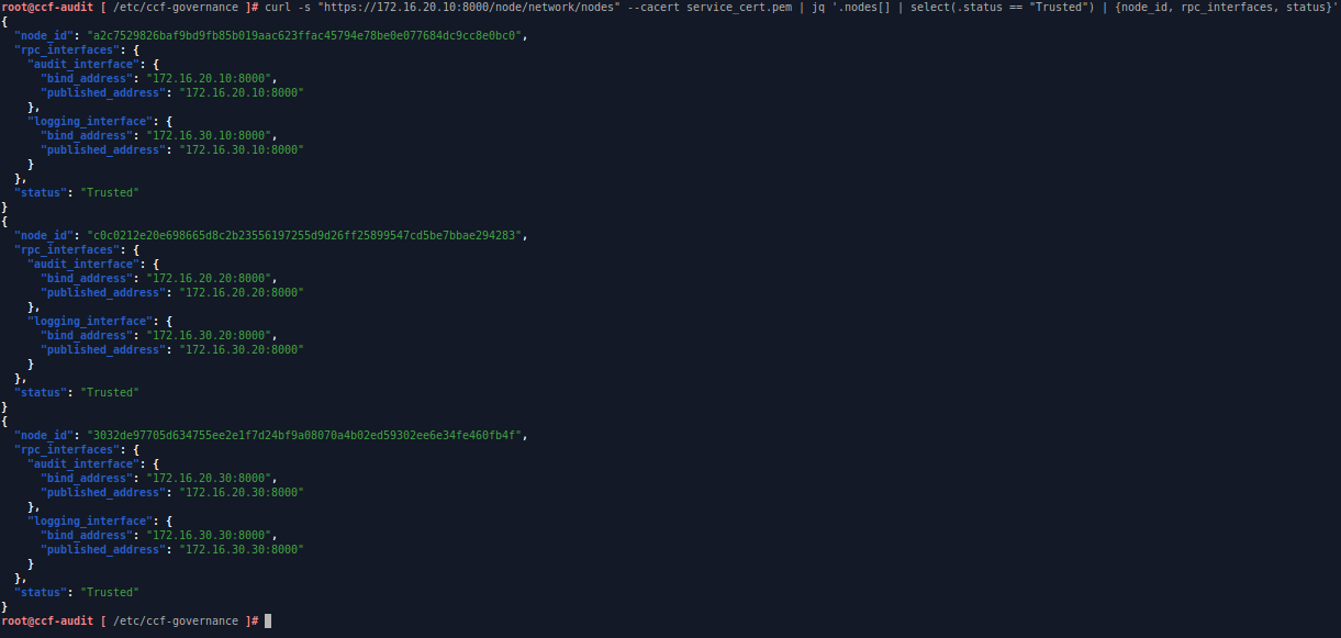 Verify trusted nodes on the cluster