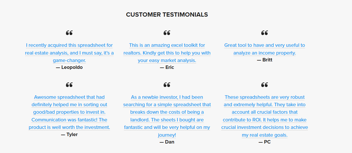 CUSTOMER TESTIMONIALS