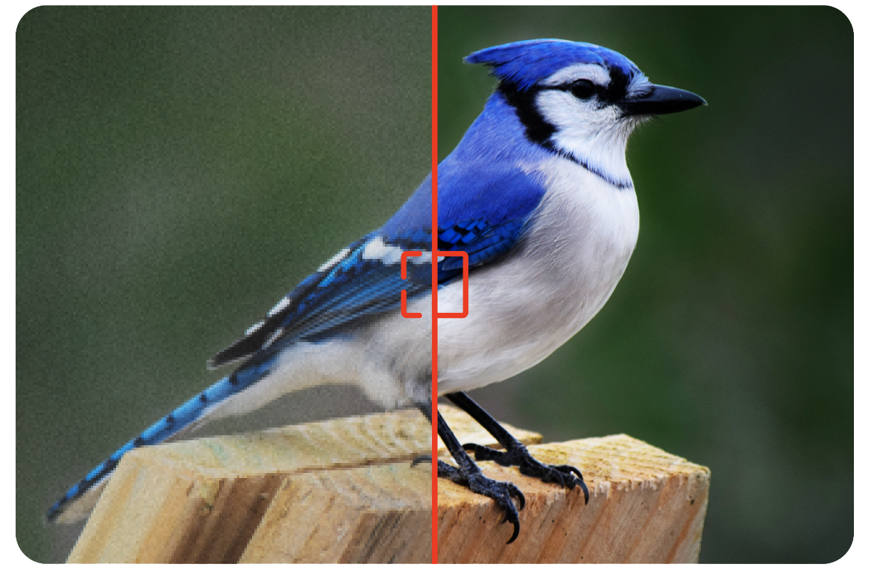 FIGURE 7. VIDEO ENHANCEMENT EXAMPLE USING AI TO DENOISE CONTENT