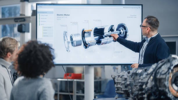 electric motor diagram with someone explaining
