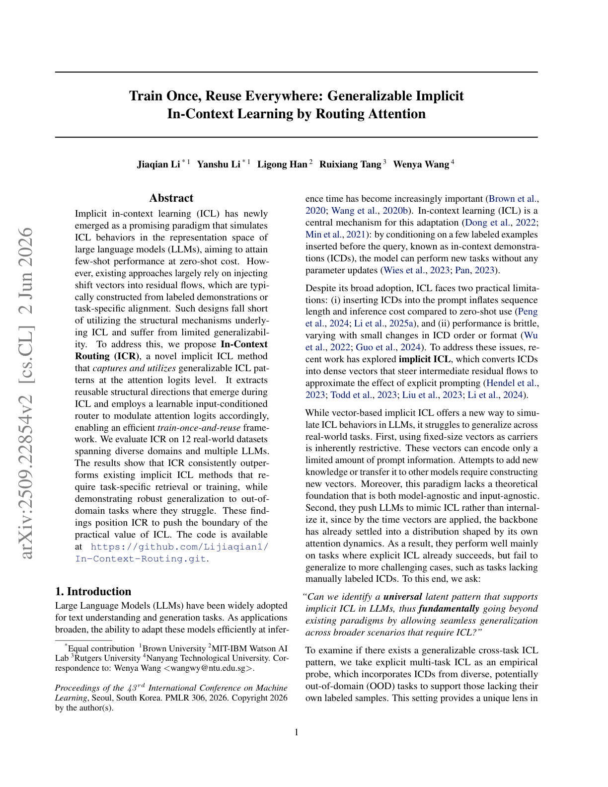 Train Once, Reuse Everywhere: Rethinking Implicit In-Context Learning
