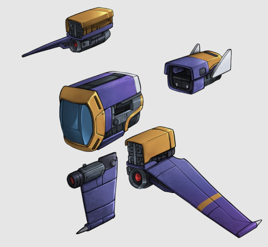 WIP design of the Spaceship parts you could receive. Each Loot box contains all the necessary parts to build a ship, but each part might be a different rarity. In this example, they are all of the same rarity.