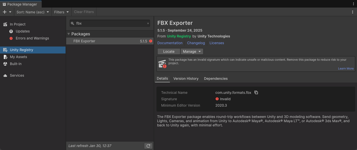 Exporting FBX files in Unity