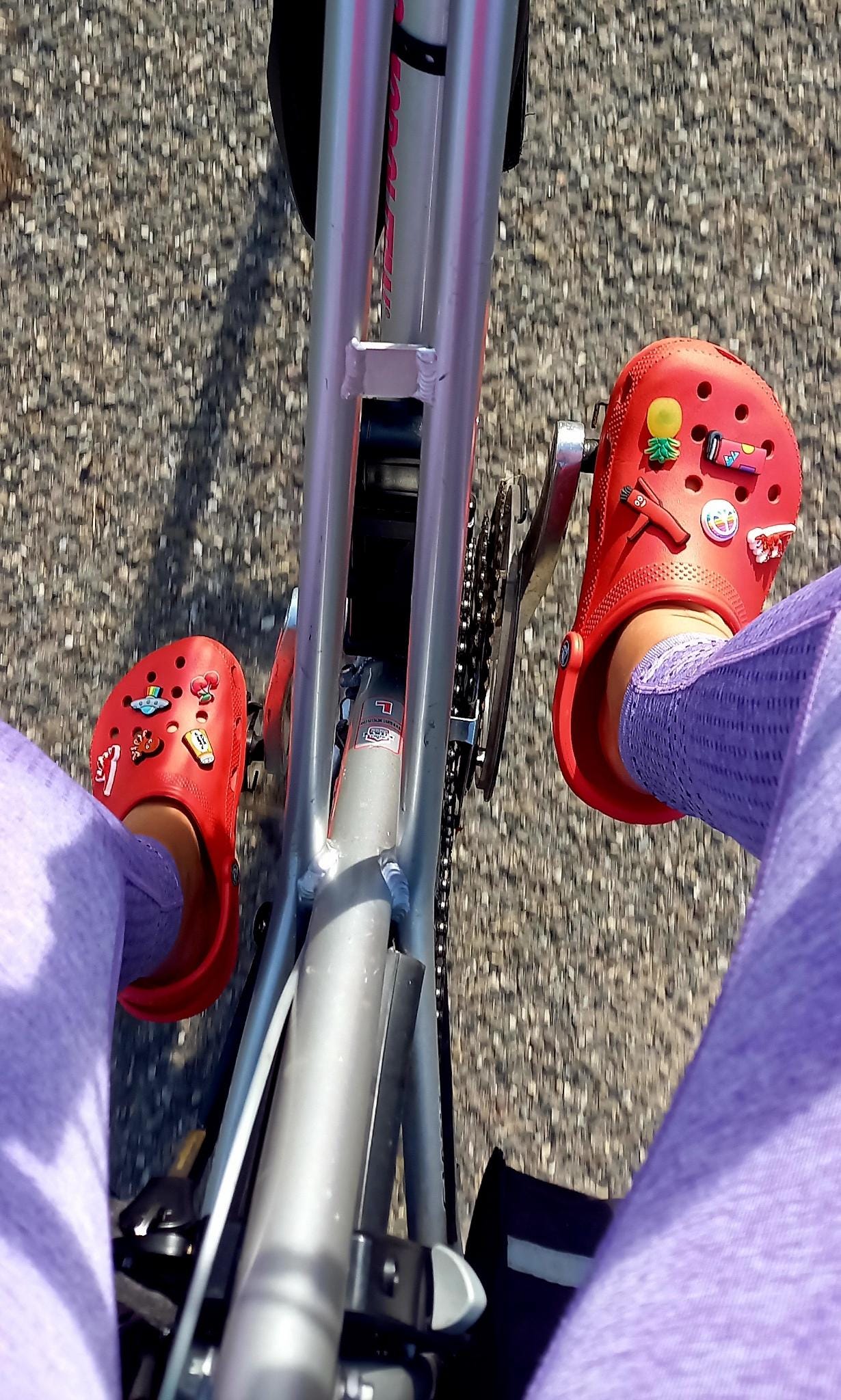 This is me biking and selfing.. not very safe either. My photo.