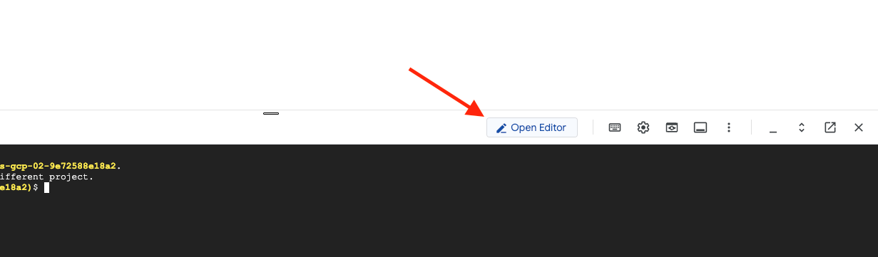 Opening the GCP Cloud Shell Editor