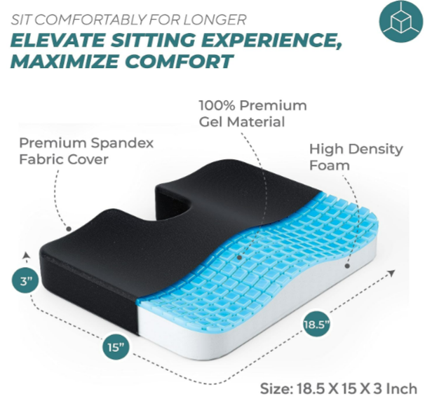 Premium Memory Foam Seat Cushion, for Sciatica Tailbone Back Pain