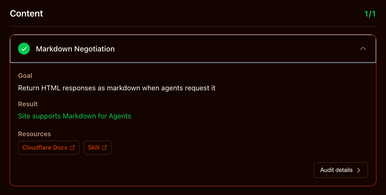 Content section. Ensures Markdown for Agents